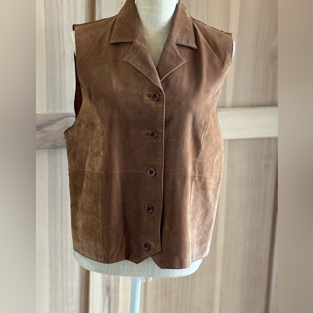 Savannah Suede Leather Vest. Women’s Sz-L EUC Rustic Western Neutral Woodsy Chic